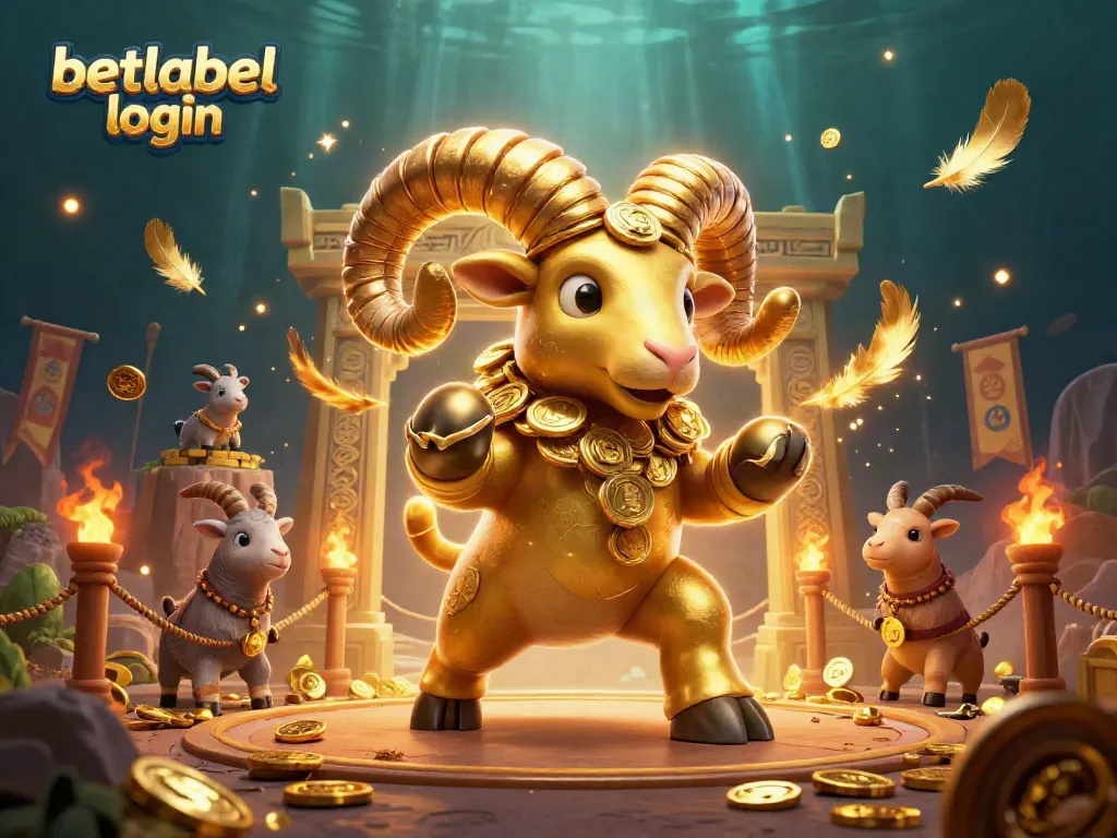 Engage in the thrilling betlabel login experience, featuring a remarkable golden ram charging at a shimmering gate.